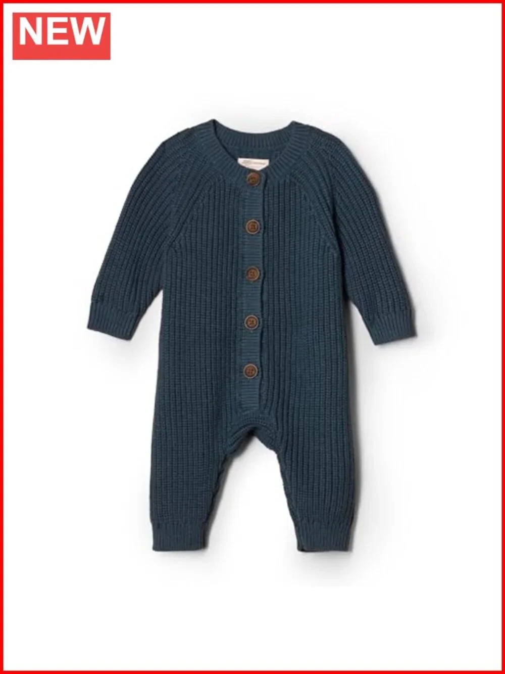 Unisex Toddler Cotton Knit Playsuit Textured Stitch Long Sleeve Romper